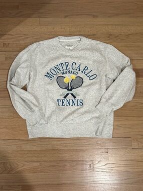 Women’s Abercrombie & Fitch Gray Monte Carlo Tennis Sweatshirt, Size Medium